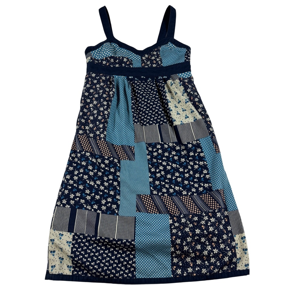 American Eagle Patchwork Floral Polka Dot Sundress Blue White Size 0 Boho Whimsy